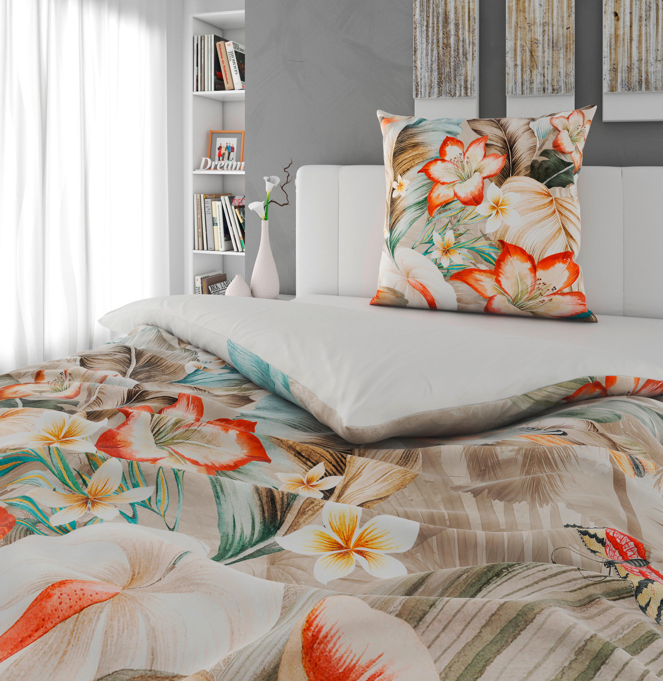 WENDEBETTWÄSCHE TROPICA Satin 135/200 cm  - Multicolor, Natur, Textil (135/200cm) - Novel