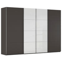 SCHWEBETÜRENSCHRANK 316/235/68 cm 4-türig Graphitfarben, Weiß  - Chromfarben/Graphitfarben, KONVENTIONELL, Glas/Holzwerkstoff (316/235/68cm) - Novel