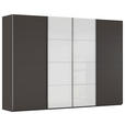 SCHWEBETÜRENSCHRANK 316/235/68 cm 4-türig Graphitfarben, Weiß  - Chromfarben/Graphitfarben, KONVENTIONELL, Glas/Holzwerkstoff (316/235/68cm) - Novel
