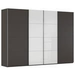 SCHWEBETÜRENSCHRANK 316/235/68 cm 4-türig Graphitfarben, Weiß  - Chromfarben/Graphitfarben, KONVENTIONELL, Glas/Holzwerkstoff (316/235/68cm) - Novel