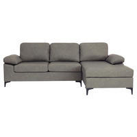 HÖRNSOFFA i läderimitation grå  - svart/grå, Klassisk, metall/textil (262/135cm) - MID.YOU