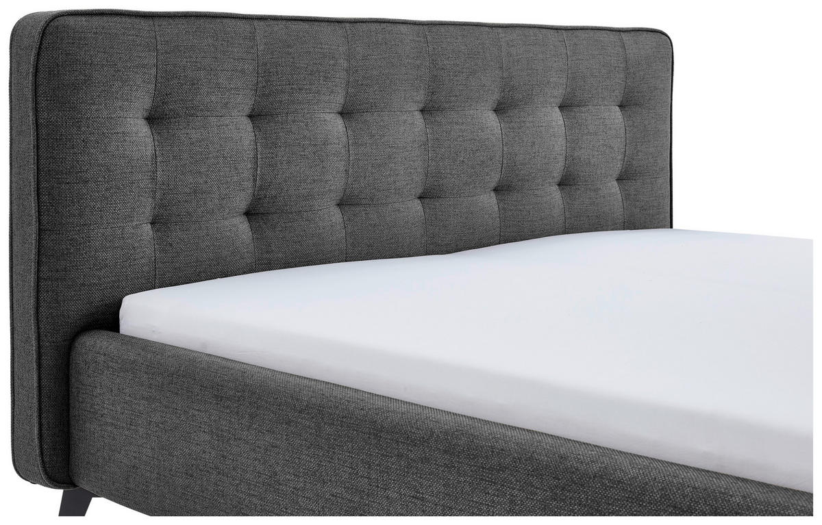 POLSTERBETT 180/200 cm,  in Anthrazit,  - Anthrazit/Schwarz, Design, Textil/Metall (180/200cm) - Lomoco