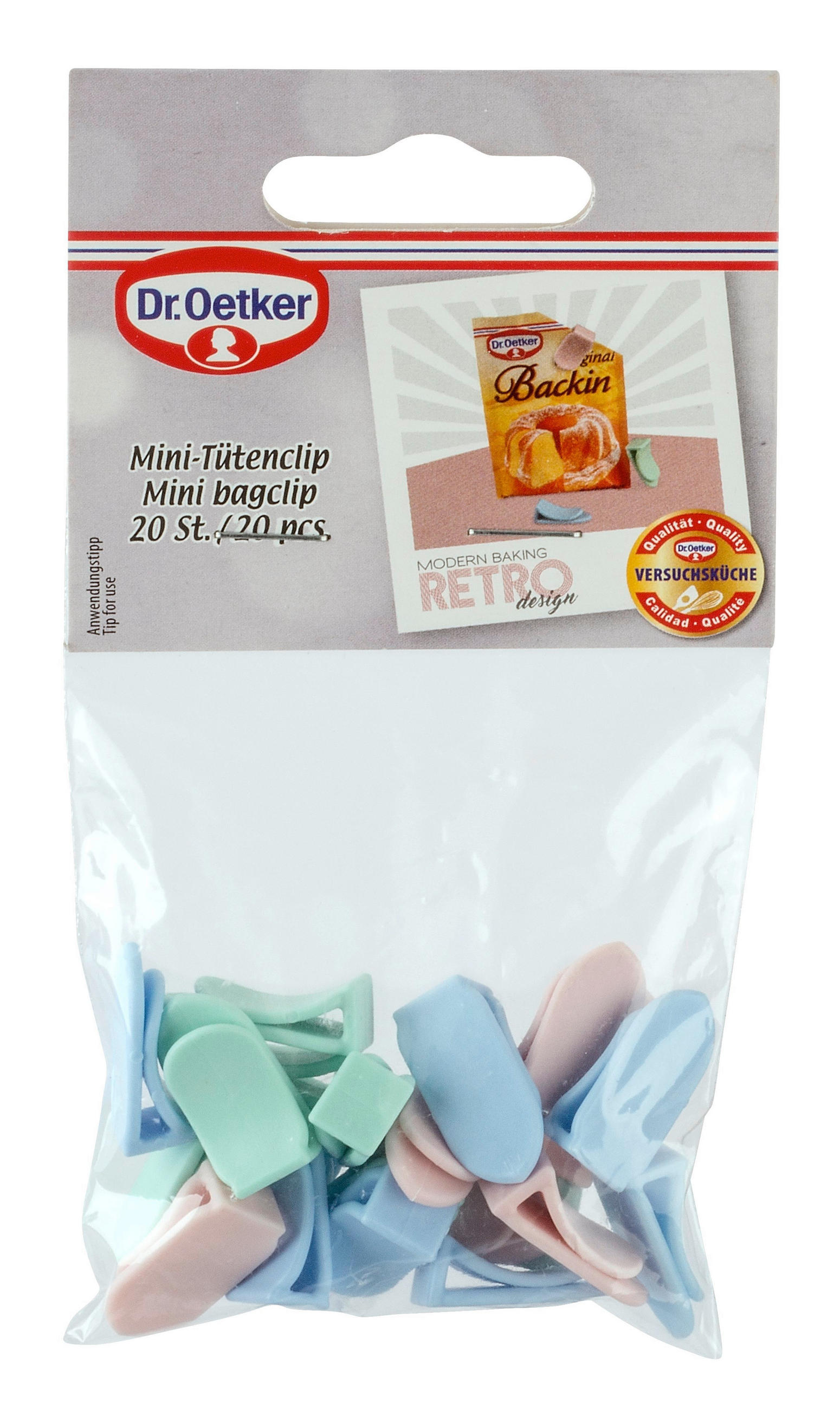 VERSCHLUSSCLIPS  - Hellrosa/Hellgrün, Design, Kunststoff (0,8cm) - Dr.Oetker