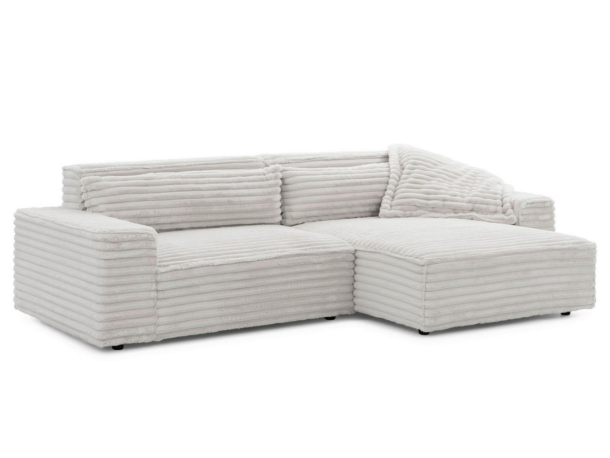 ECKSOFA Cord Hellgrau  - Hellgrau/Schwarz, Design, Kunststoff/Textil (251/142cm) - P & B