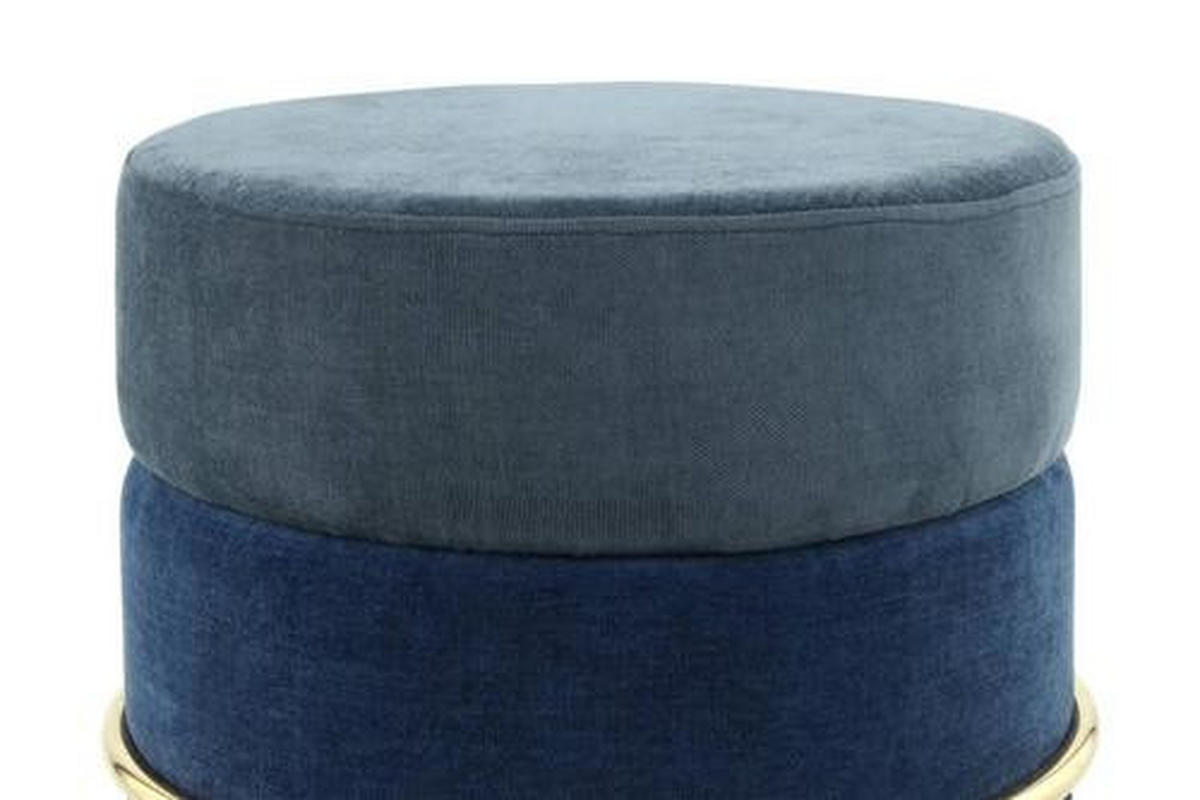 TABURET, kov, textil, kompozitní dřevo, 48,5/46/48,5 cm - modrá/barvy zlata, Basics, kov/kompozitní dřevo (48,5/46/48,5cm)