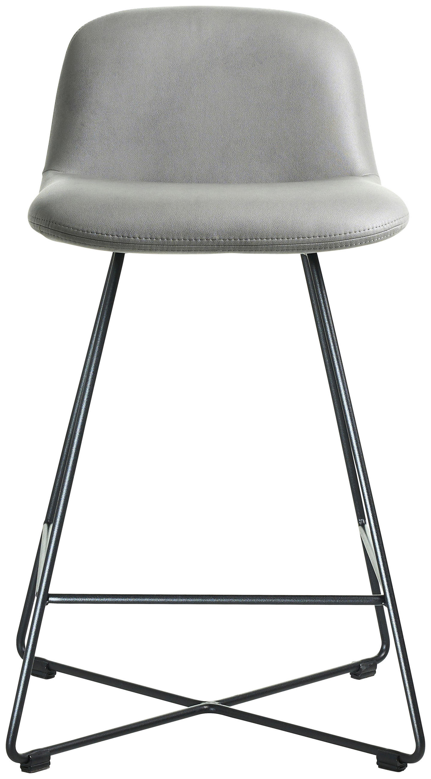 BARHOCKER Lederlook Schwarz, Hellgrau Edelstahl Stoffauswahl  - Hellgrau/Schwarz, Basics, Textil/Metall (50/85/48cm) - Celina Home