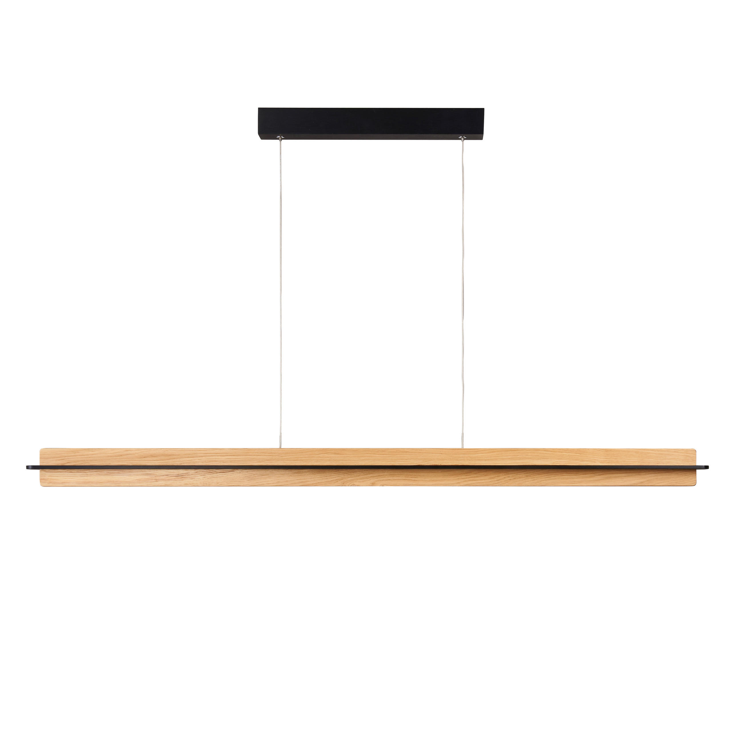 LED-HÄNGELEUCHTE Pendelleuchte Kreuzoptik Eiche massiv/Schwarz matt 118/6/6,5 cm   - Natur, Holz (118/6/6,5cm) - Ambiente