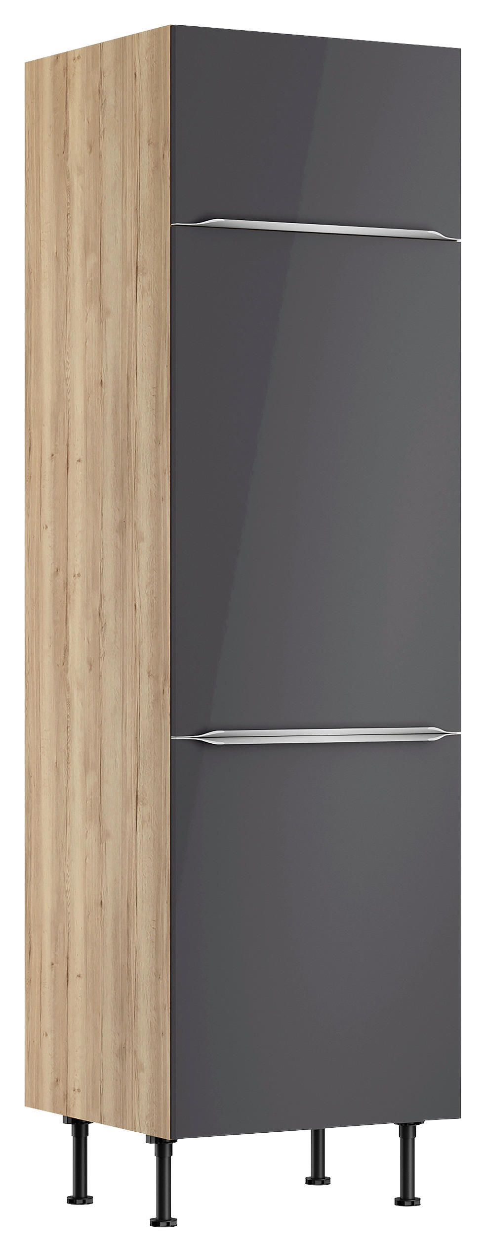 GERÄTEUMBAUSCHRANK 60/211,8/58,1 cm  in Anthrazit, Wildeiche  - Wildeiche/Edelstahlfarben, Basics, Holzwerkstoff/Metall (60/211,8/58,1cm) - Optifit