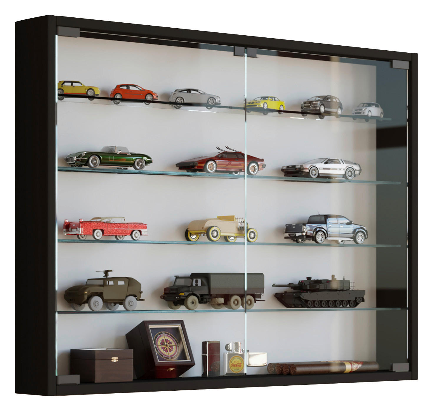 HÄNGEVITRINE Schwarz Befestigungsmaterial - Transparent/Schwarz, KONVENTIONELL, Glas/Kunststoff (80/60/10cm) - MID.YOU