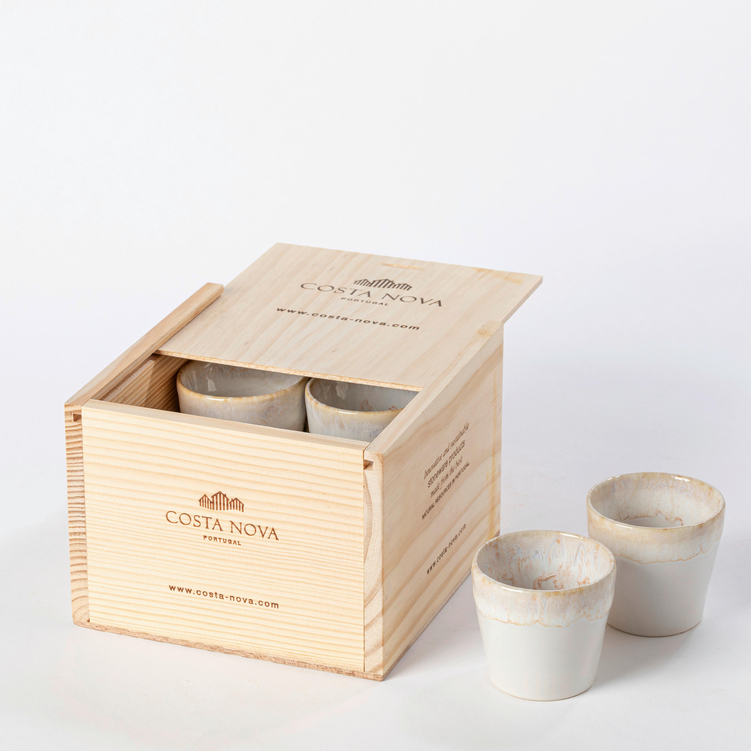TASSENSET GRESPRESSO 8-teilig  - Weiß, Basics, Keramik/Holz - Costa Nova