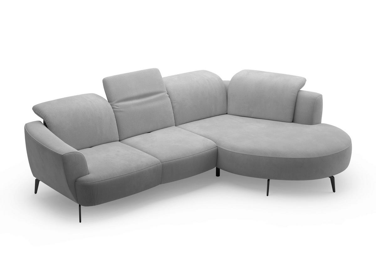 ECKSOFA in Flachgewebe Grau  309/199 cm  - Schwarz/Grau, KONVENTIONELL, Textil/Metall (309/199cm) - Sit & More