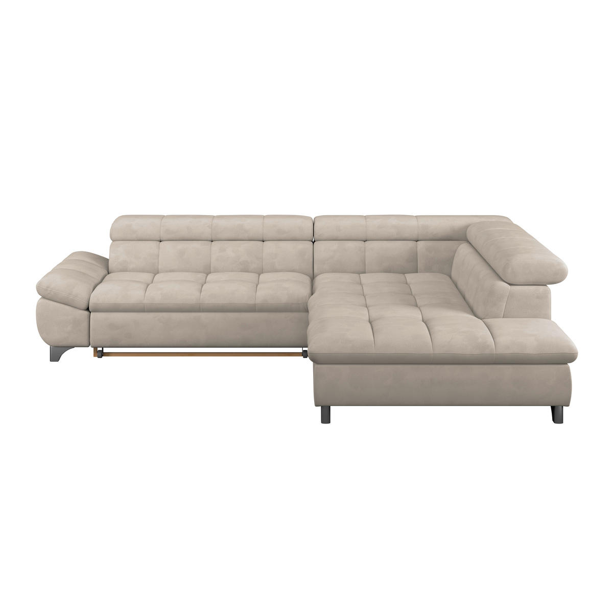 ECKSOFA Naturfarben Chenille  - Chromfarben/Naturfarben, KONVENTIONELL, Textil/Metall (312/234cm) - Livetastic