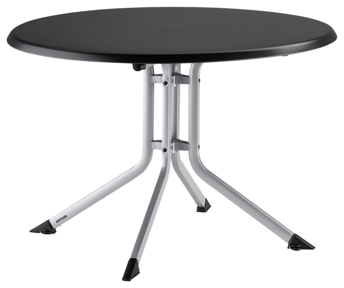 GARTENKLAPPTISCH 115/115/74 cm Metall, Kunststoff rund  - Anthrazit/Silberfarben, Basics, Kunststoff/Metall (115/115/74cm) - Kettler