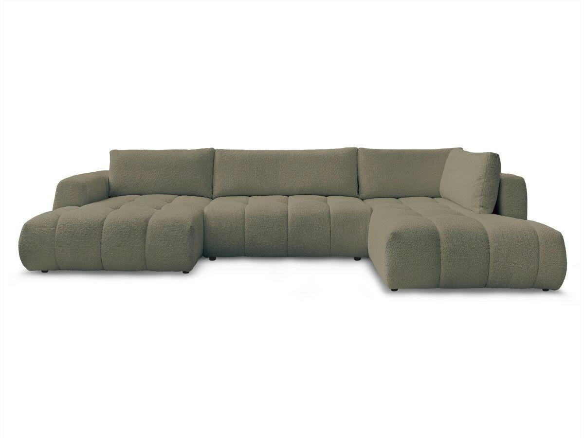 WOHNLANDSCHAFT  FUJI  Grün Bouclé  - Schwarz/Grün, MODERN, Kunststoff/Textil (160/377/204cm)