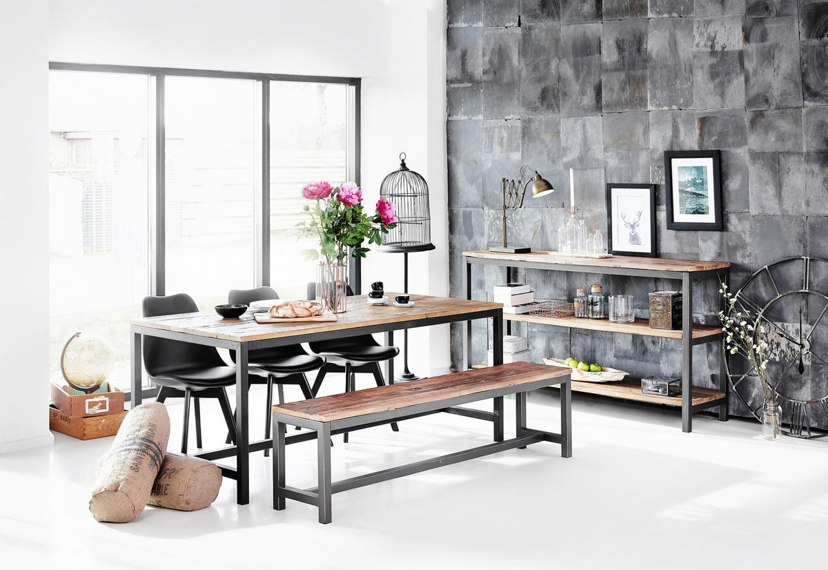 BEISTELLTISCH 60/60/40 cm Ulme massiv Braun, Dunkelgrau  - Dunkelgrau/Braun, Trend, Holz/Metall (60/60/40cm) - Livetastic