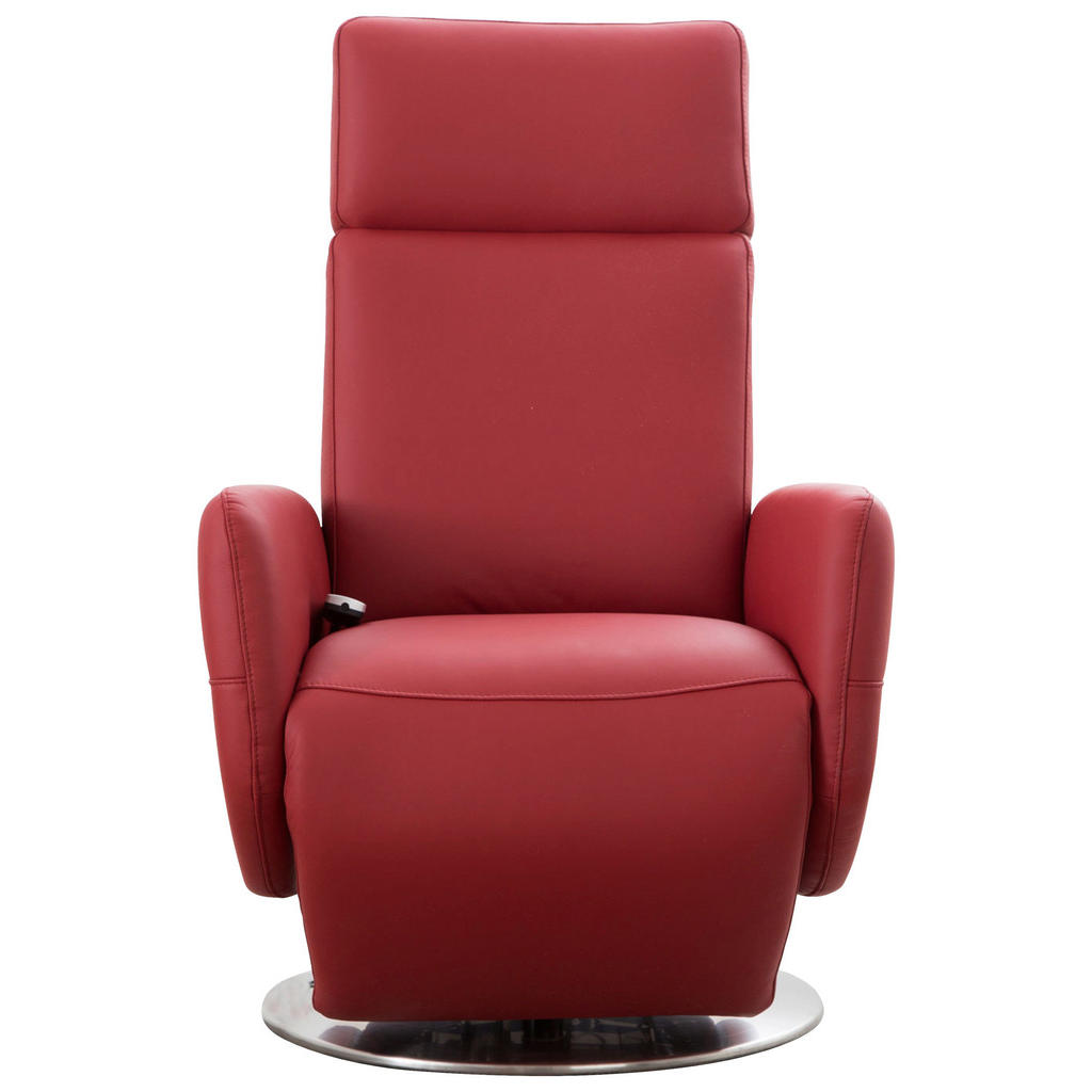 Thumbnail - Sit & More Drehstuhl, Rot, Leder, Echtleder, Nappaleder, Drehteller, 71x110x82 cm, Goldenes M, Made in Europe, DGM-Klima...