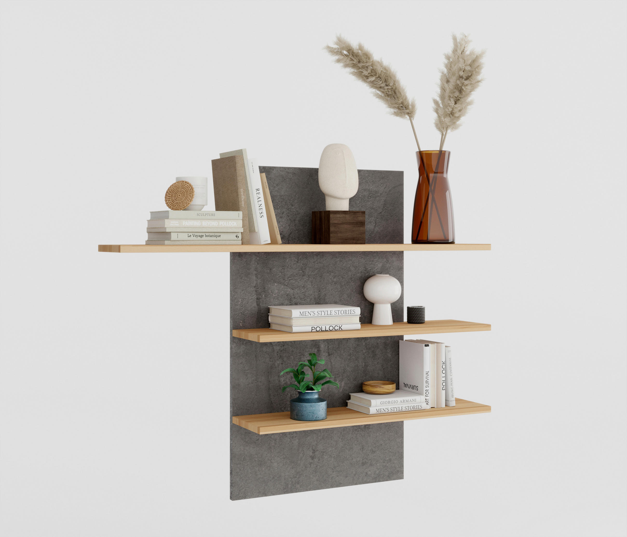 WANDPANEEL 120,2/100/23,6 cm  - Dunkelgrau/Buchefarben, Design, Holzwerkstoff (120,2/100/23,6cm) - Livetastic