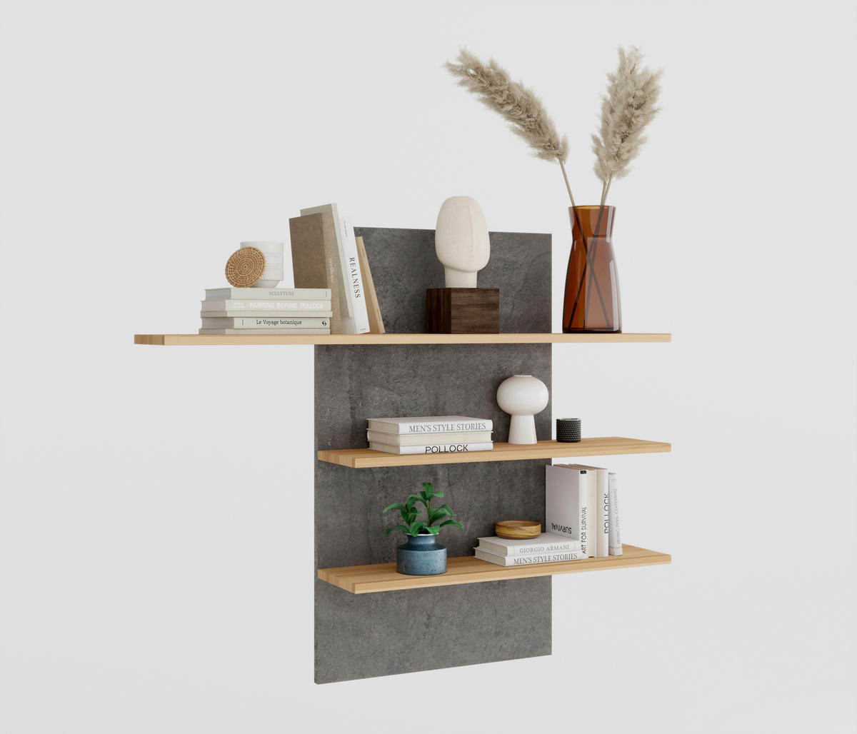 WANDPANEEL 120,2/100/23,6 cm  - Dunkelgrau/Buchefarben, Design, Holzwerkstoff (120,2/100/23,6cm) - Livetastic