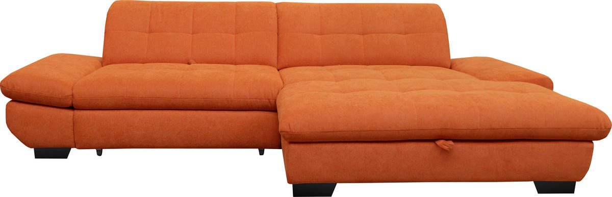 ECKSOFA  in Mikrofaser Orange  290/198 cm  - Schwarz/Orange, Design, Textil/Metall (290/198cm) - Xora