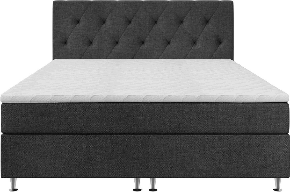 BOXSPRINGBETT 140/200 cm  in Graphitfarben  - Silberfarben/Graphitfarben, KONVENTIONELL, Textil/Metall (140/200cm) - Chameo