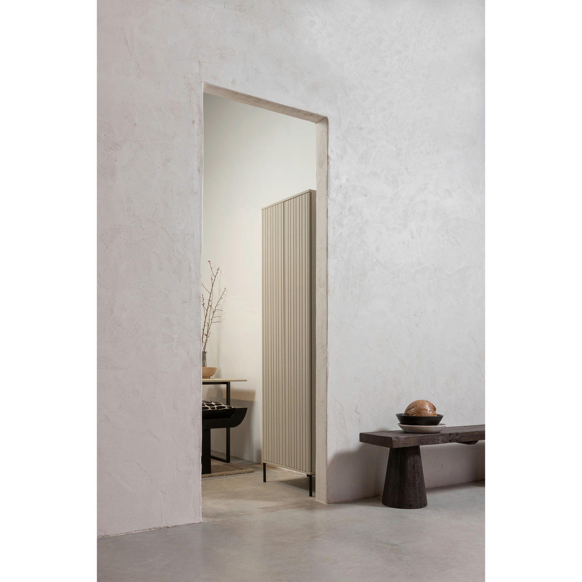 GARDEROBENSCHRANK Gravure  in 60/210/42 cm  - Schwarz/Grau, Design, Holz/Metall (60/210/42cm) - Livetastic