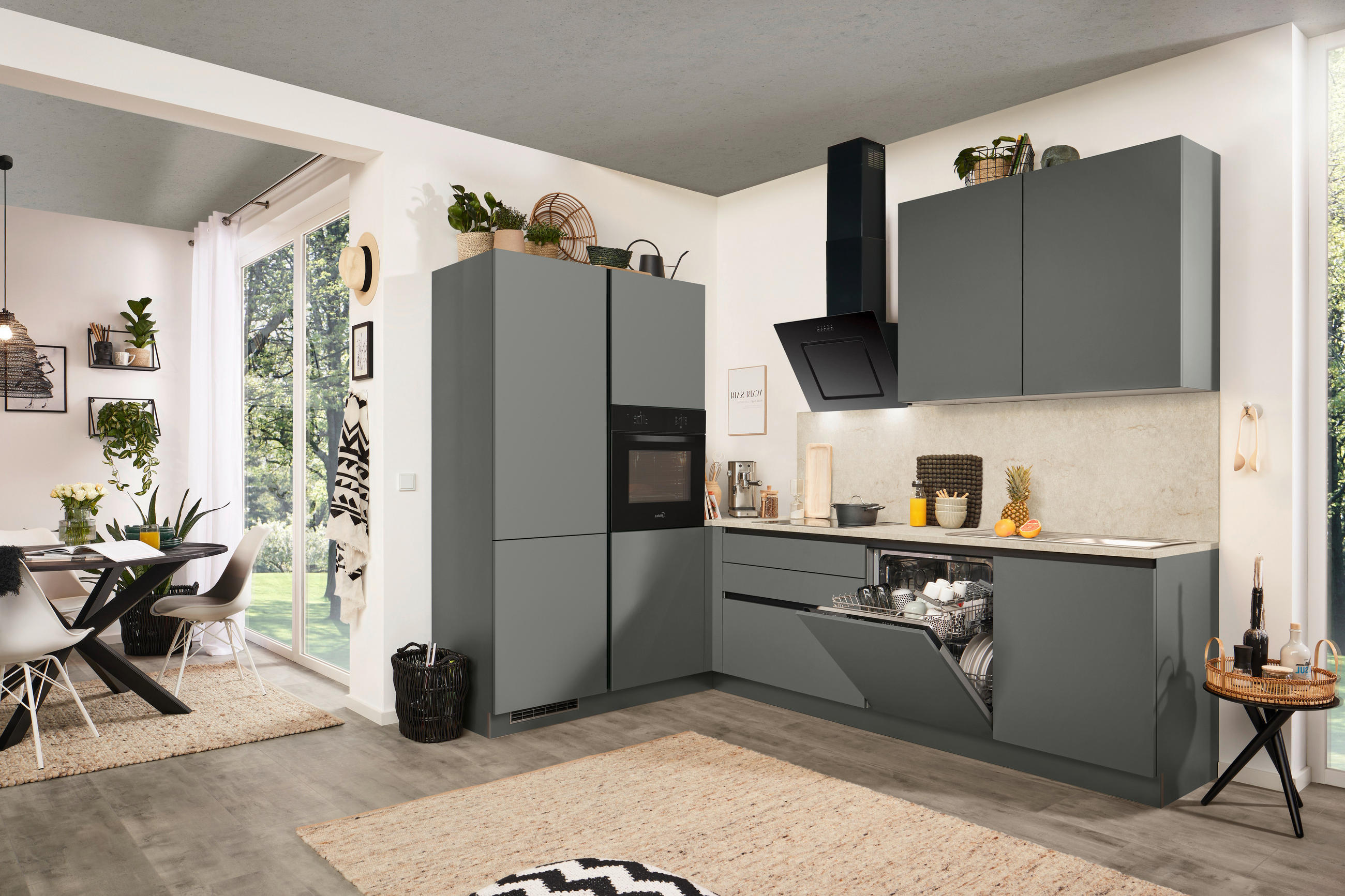 ECKKÜCHE 183/276 cm  in Anthrazit  - Anthrazit, Basics, Holzwerkstoff (183/276cm) - Welnova