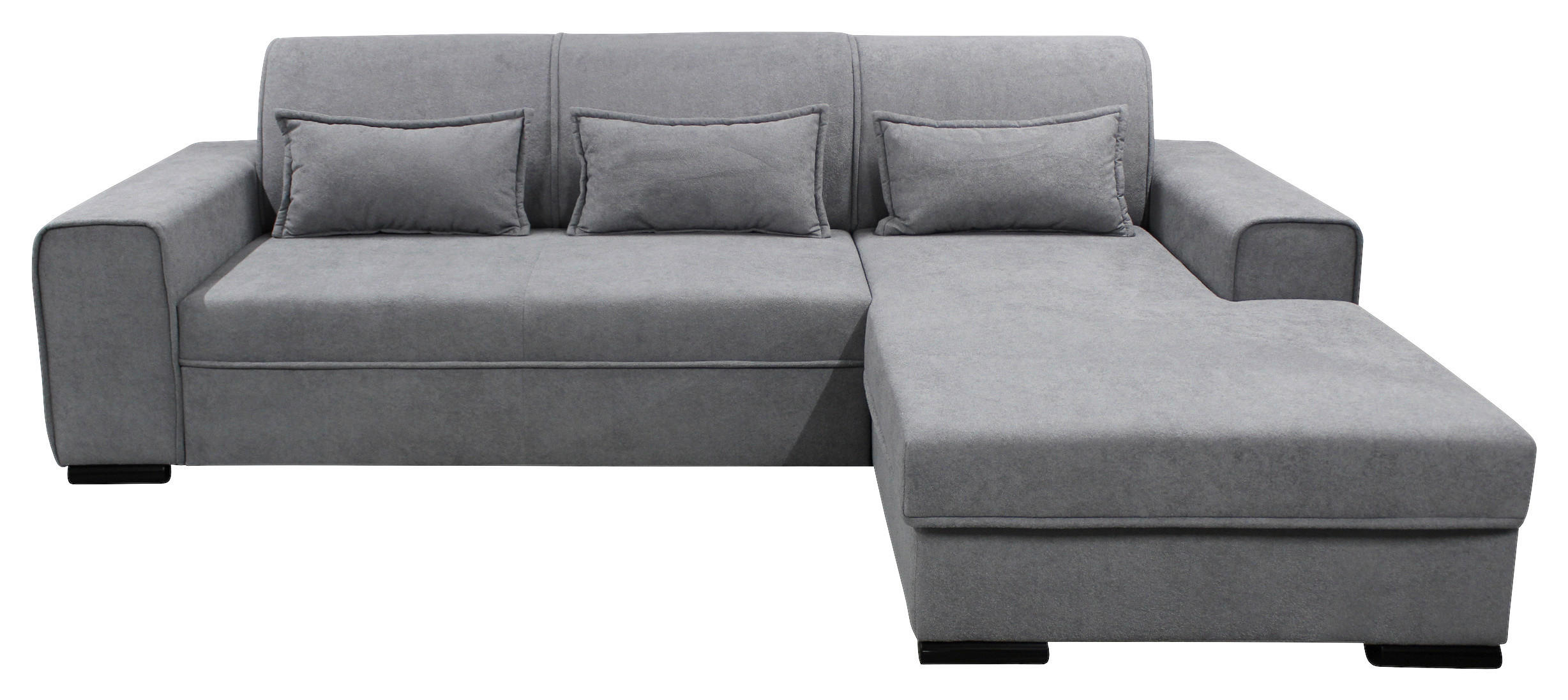 ECKSOFA in Struktur, Bouclé Grau  - Schwarz/Grau, Design, Kunststoff/Textil (270/175cm) - MID.YOU