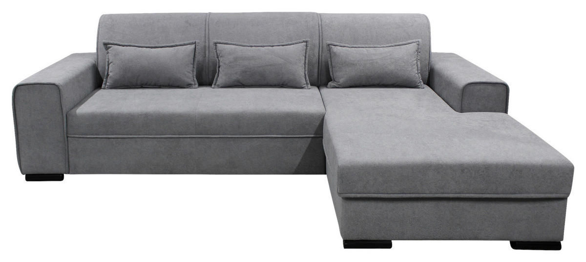 ECKSOFA in Struktur, Bouclé Grau  - Schwarz/Grau, Design, Kunststoff/Textil (270/175cm) - MID.YOU