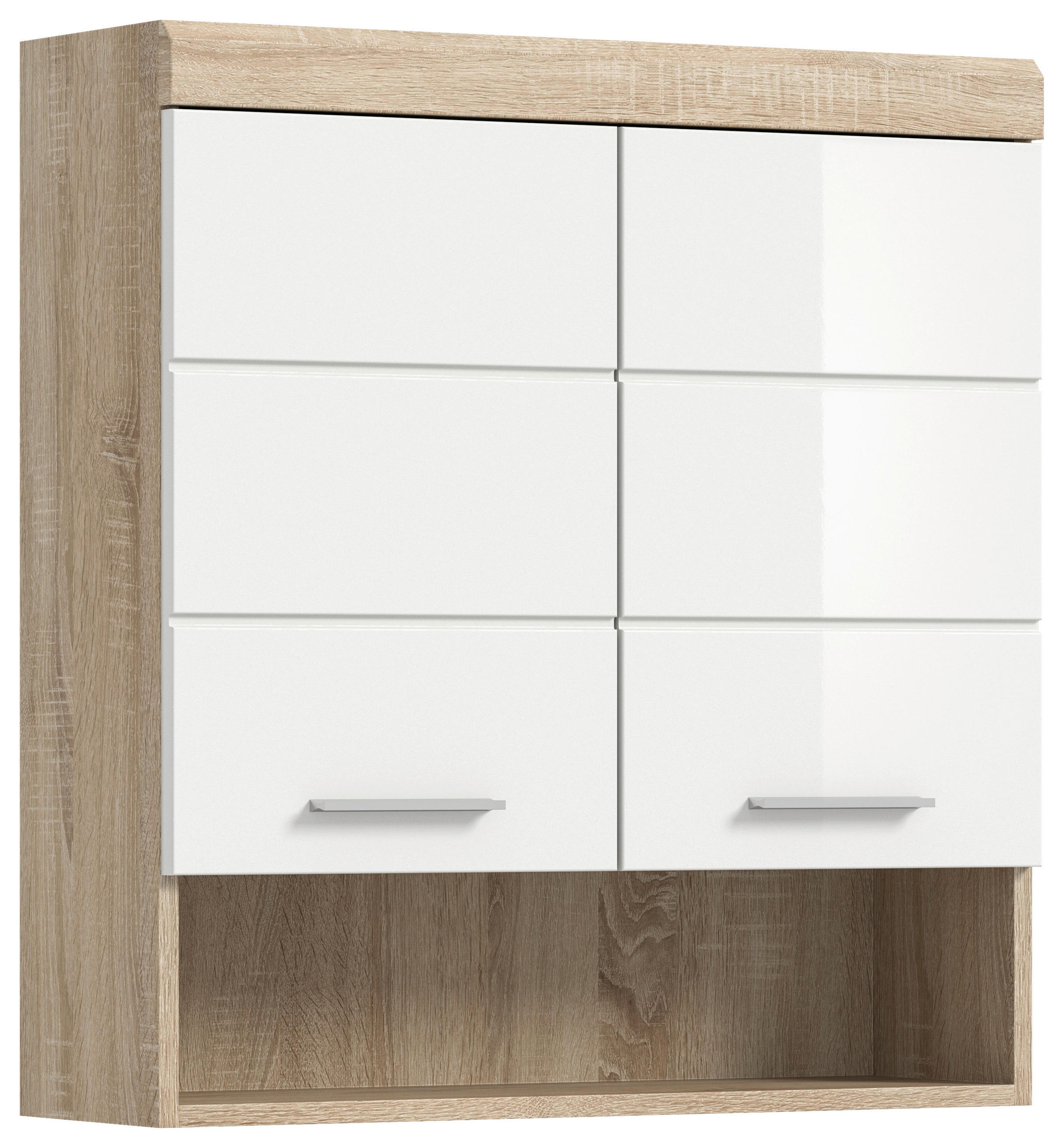 HÄNGESCHRANK 74/79/24 cm - Weiss Hochglanz/Eichefarben, Modern, Holzwerkstoff/Kunststoff (74/79/24cm) - MID.YOU