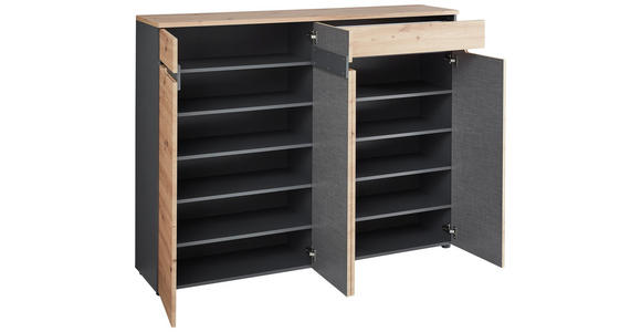 SCHUHSCHRANK 160/124/38 cm - Schwarz/Graphitfarben, Design, Holzwerkstoff/Kunststoff (160/124/38cm) - Voleo