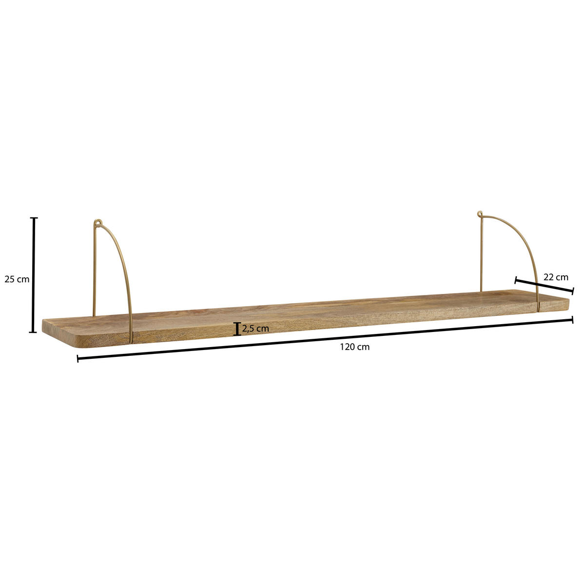 WANDREGAL 120/25/22 cm  - Braun, Basics, Holz (120/25/22cm) - MID.YOU
