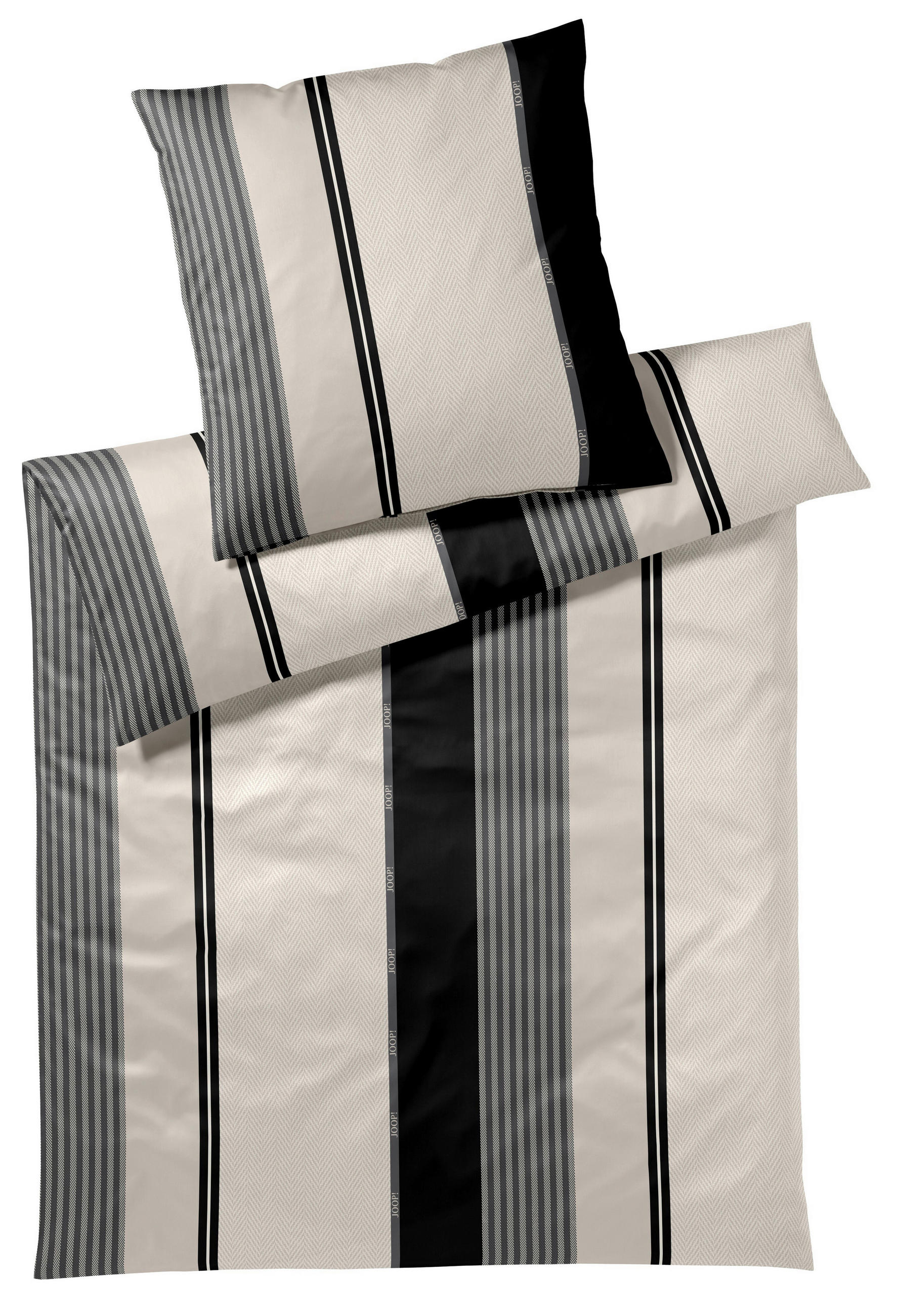 WENDEBETTWÄSCHE Makosatin 155/220 cm  - Schwarz, Design, Textil (155/220cm) - Joop!