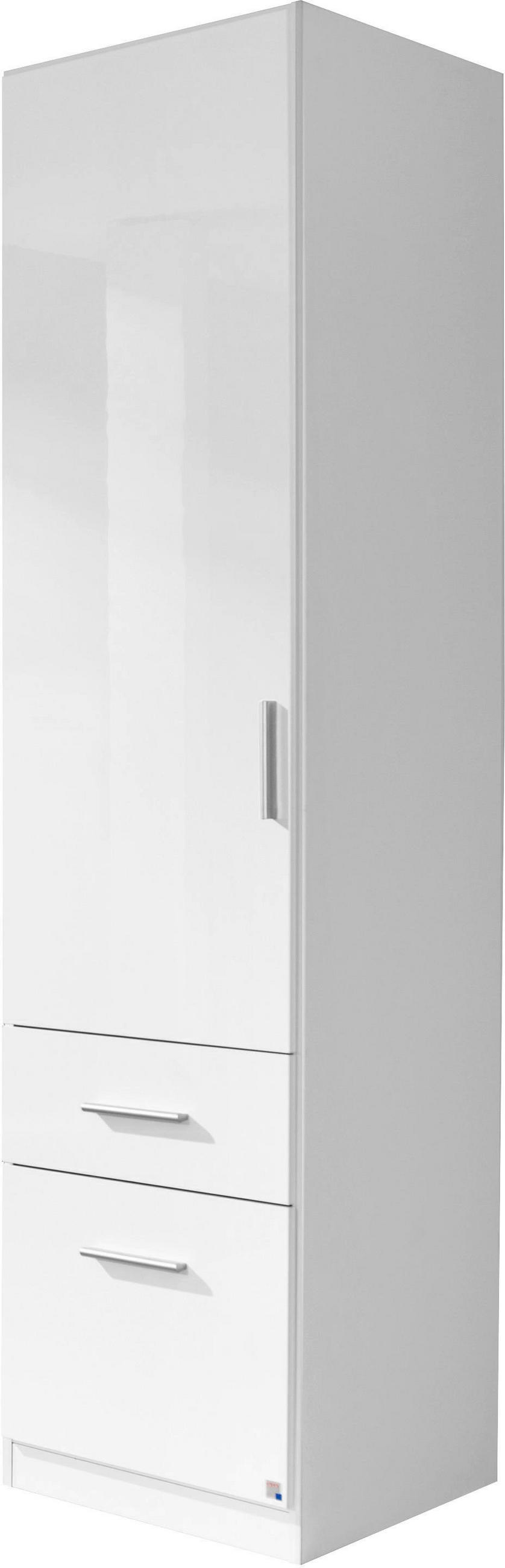 DREHTÜRENSCHRANK 47/197/54 cm,  in Weiß, Weiß Hochglanz, 1-türig  - Weiß Hochglanz/Alufarben, KONVENTIONELL, Holzwerkstoff/Kunststoff (47/197/54cm) - Carryhome