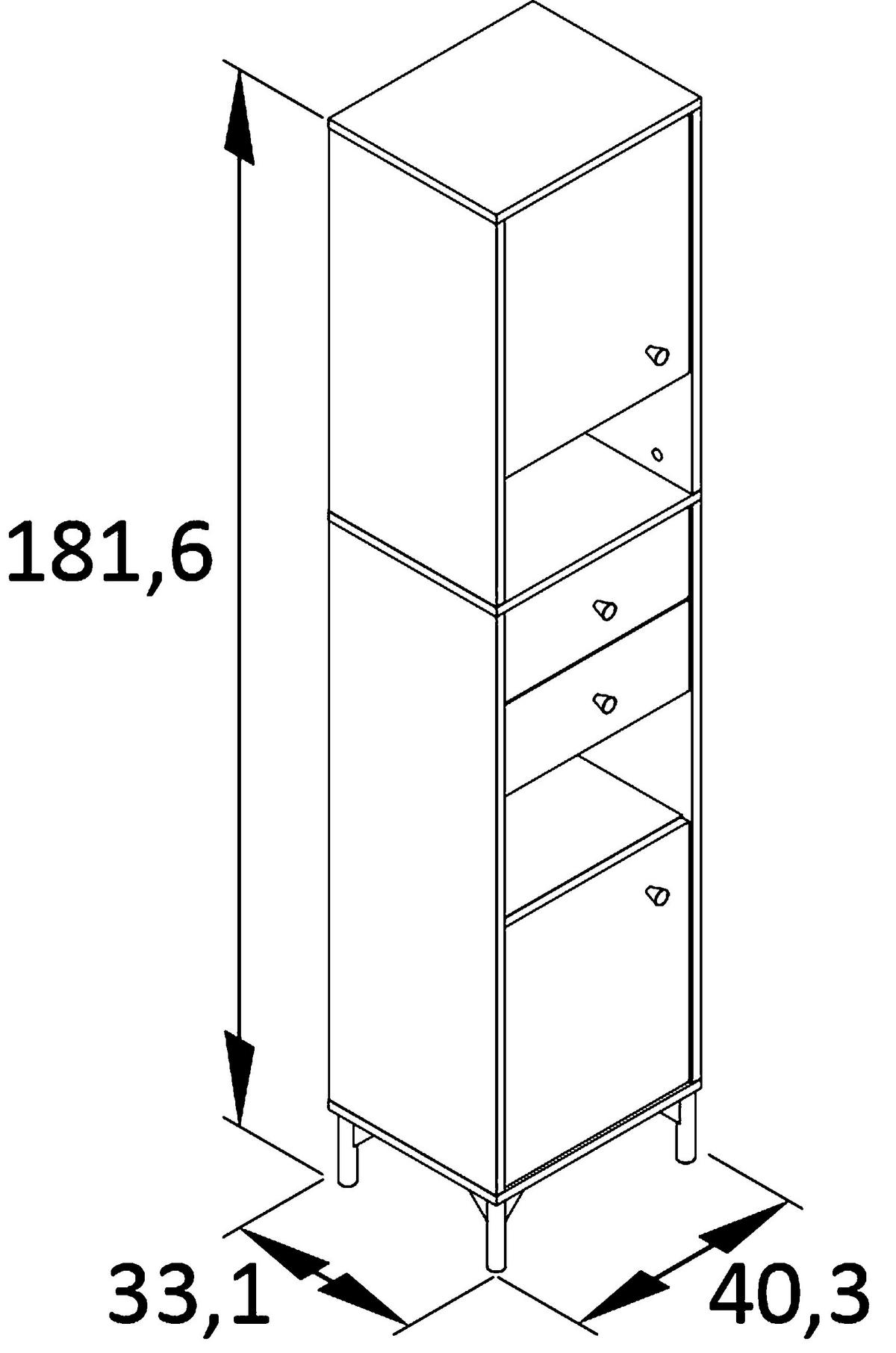 HOCHSCHRANK 40,3/181,6/33,1 cm  - Pastellgrün/Goldfarben, MODERN, Holzwerkstoff/Kunststoff (40,3/181,6/33,1cm) - Stylife