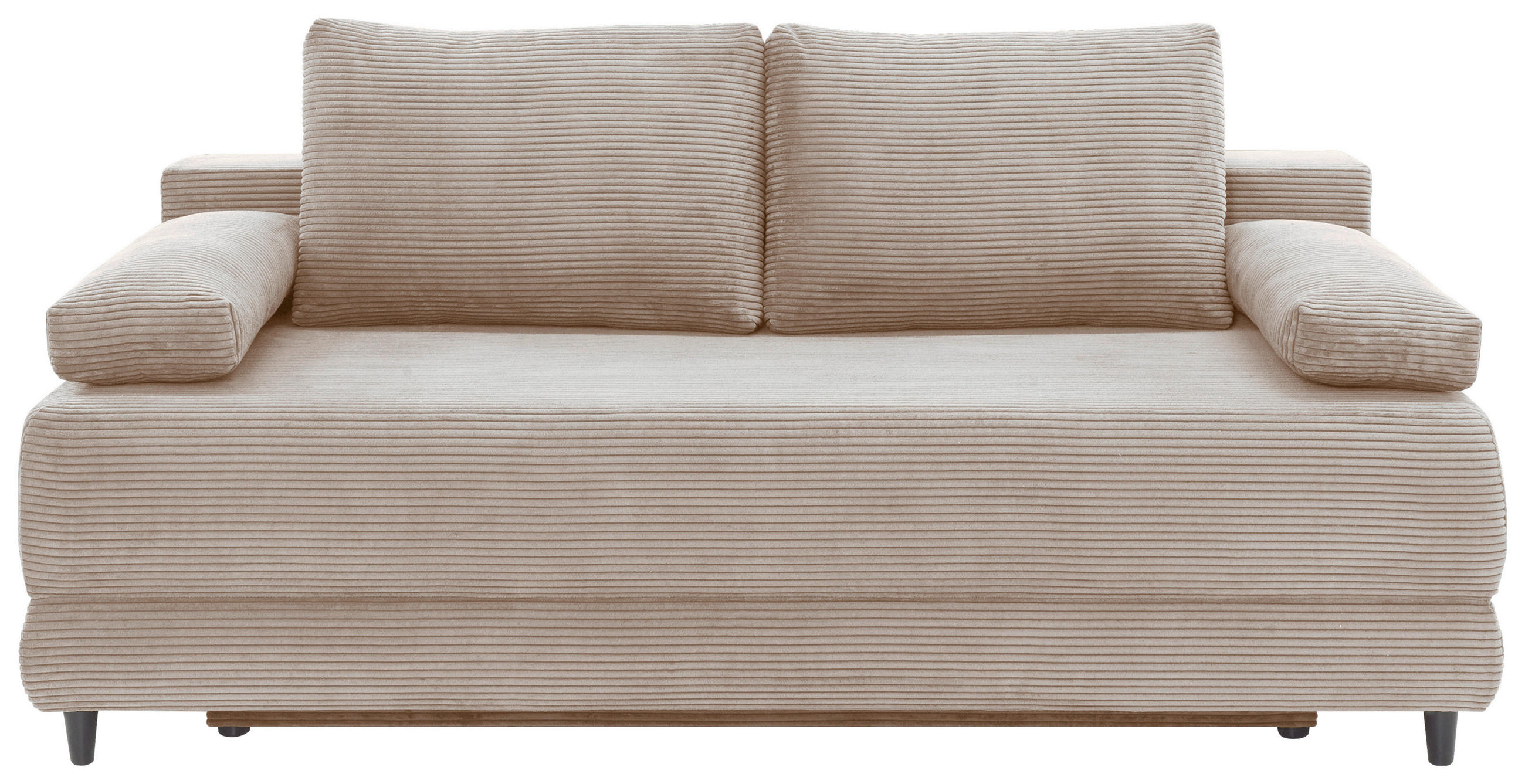 SCHLAFSOFA  mit Liegefunktion, Schlafen auf Sitzhöhe, Rücken echt Cord Taupe  - Taupe/Schwarz, KONVENTIONELL, Holz/Textil (196/96/103cm) - Carryhome