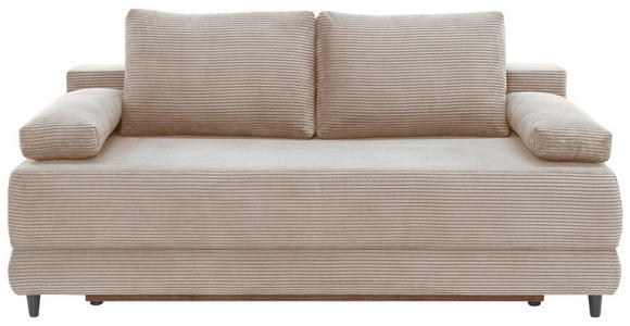 SCHLAFSOFA Cord Taupe Rückenkissen, Armlehnenkissen, Bettkasten, Schlaffunktion, Rücken echt, Liegefläche im Originalstoff  - Taupe/Schwarz, KONVENTIONELL, Holz/Textil (196/96/103cm) - Carryhome