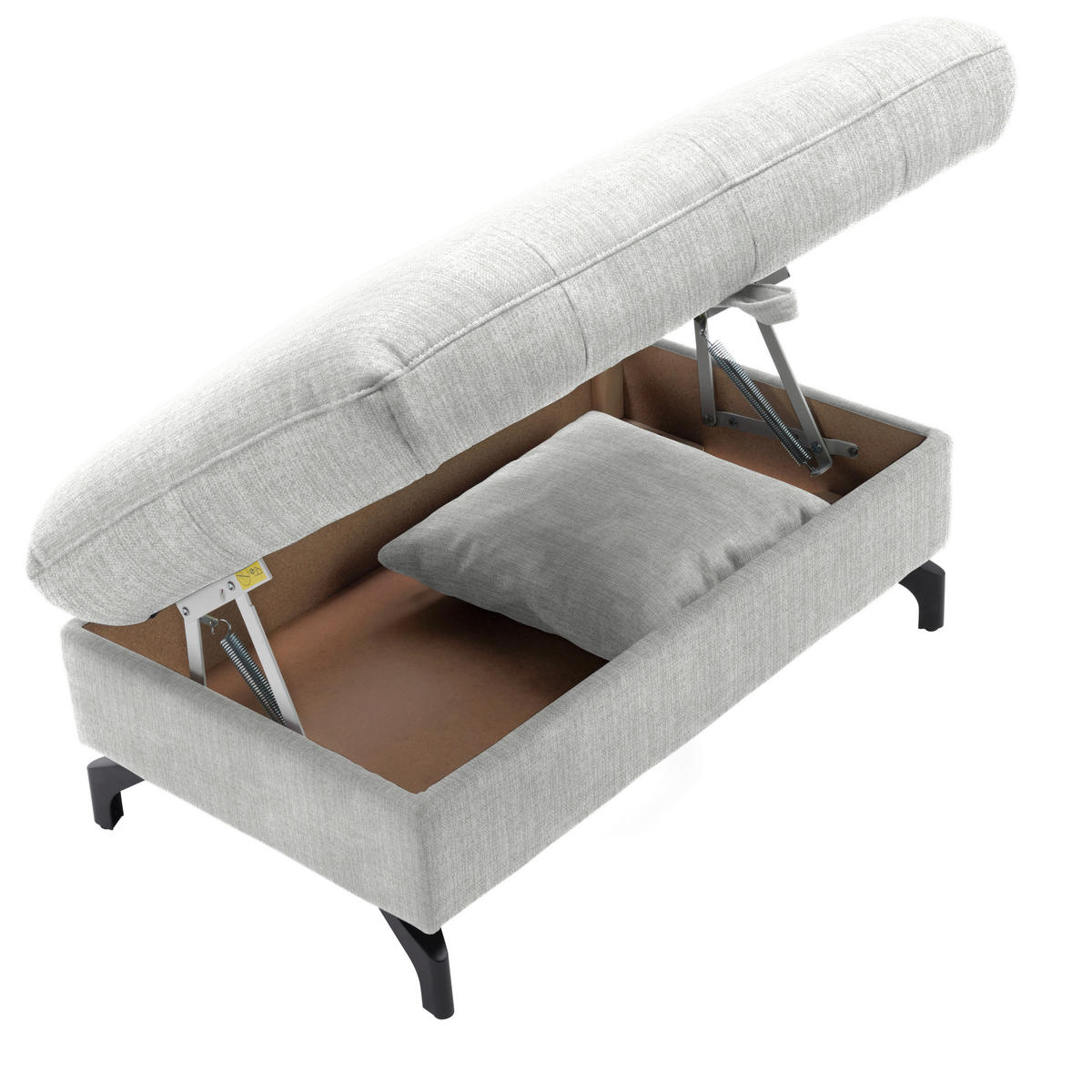 ECKSOFA in Flachgewebe, Leinenoptik Silberfarben  247/208 cm  - Silberfarben/Schwarz, MODERN, Textil/Metall (247/208cm) - Xora