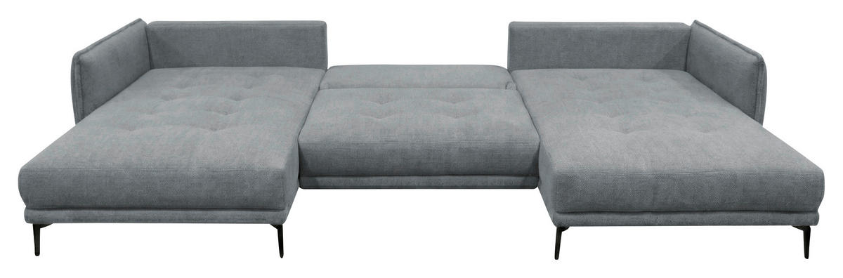 WOHNLANDSCHAFT LAGACY U Dunkelgrau Flachgewebe  - Dunkelgrau/Schwarz, Design, Textil/Metall (193/368/193cm) - MID.YOU