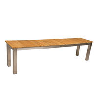 SITZBANK 180/38/45 cm  in Silberfarben, Teakfarben  - Silberfarben/Teakfarben, Basics, Holz/Metall (180/38/45cm) - Gardenson