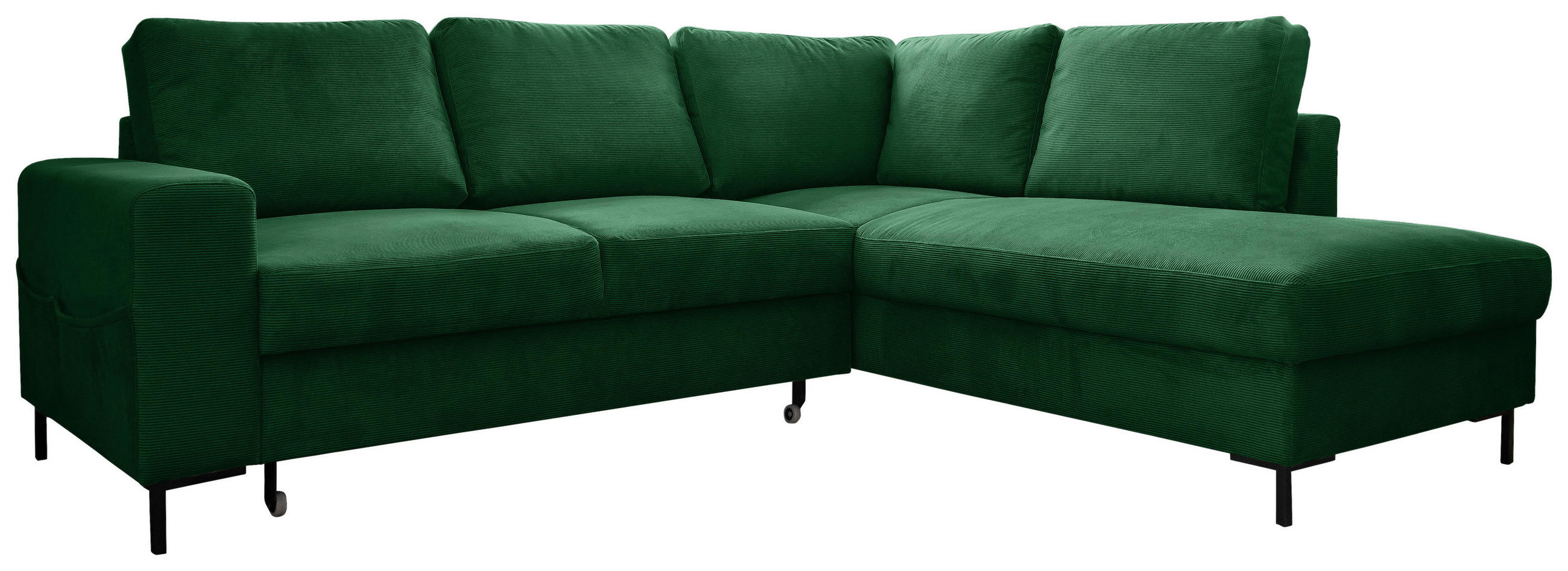 ECKSOFA Smaragdgrün Cord  - Smaragdgrün/Schwarz, Design, Textil/Metall (237/197cm) - MID.YOU