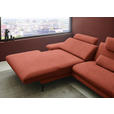 ECKSOFA  in Chenille, Flachgewebe Terracotta  180/284 cm  - Terracotta/Schwarz, Design, Textil/Metall (180/284cm) - Dieter Knoll