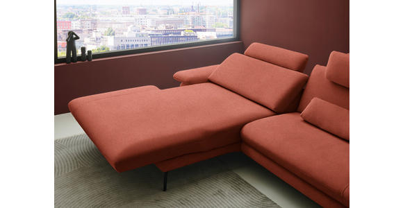 ECKSOFA  in Chenille, Flachgewebe Terracotta  180/284 cm  - Terracotta/Schwarz, Design, Textil/Metall (180/284cm) - Dieter Knoll