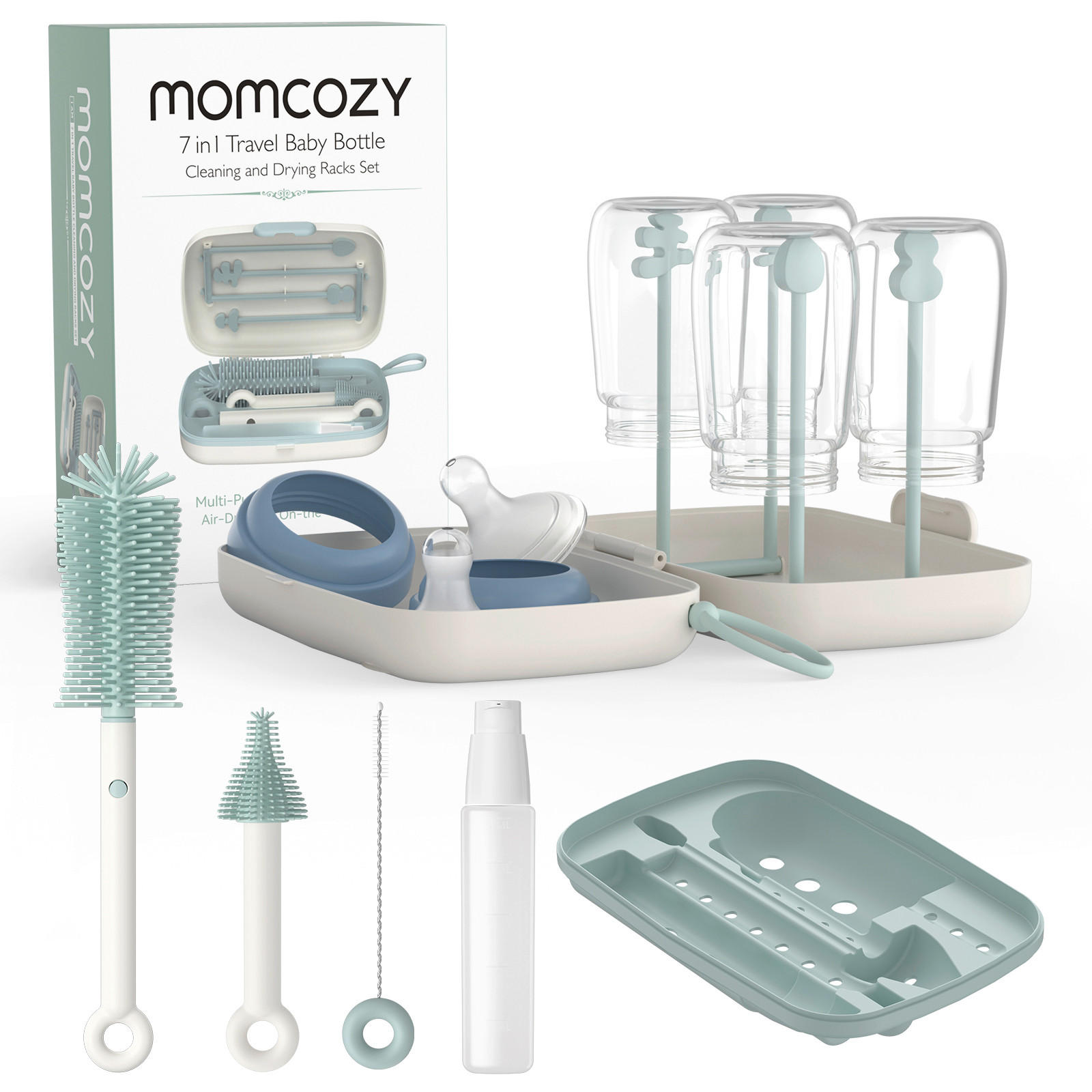 FLASCHENREINIGUNGSSET 7in1 Flaschenreinigungsbürstenset 7-teilig  - Weiß, Basics, Kunststoff (19,7/6,4/12,9cm) - Momcozy