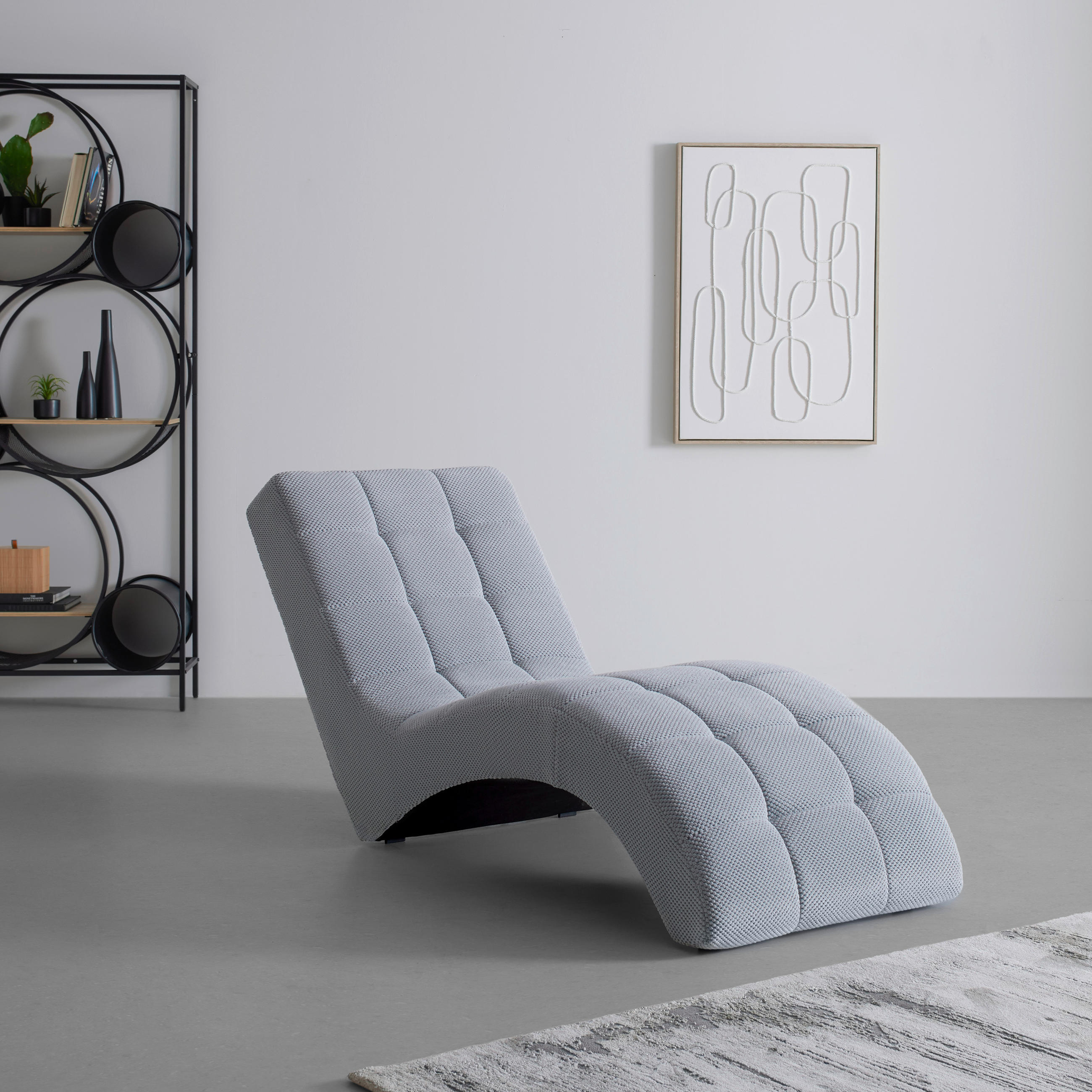 LIGGFÅTÖLJ i vävt tyg ljusgrå  - ljusgrå/svart, Modern, textil/plast (68/80/167cm) - MID.YOU