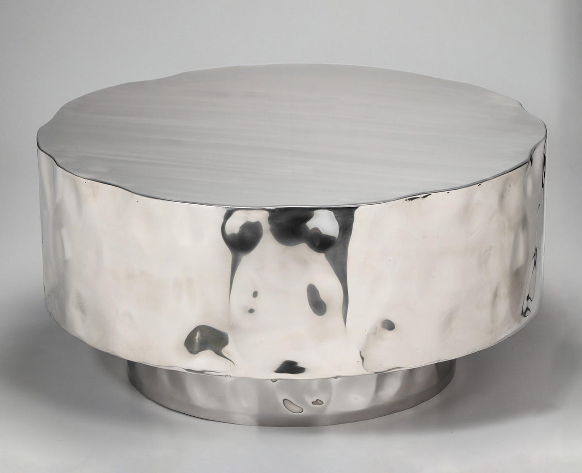 BEISTELLTISCH 76/76/37 cm Silberfarben rund  - Silberfarben, Basics, Metall (76/76/37cm) - MID.YOU