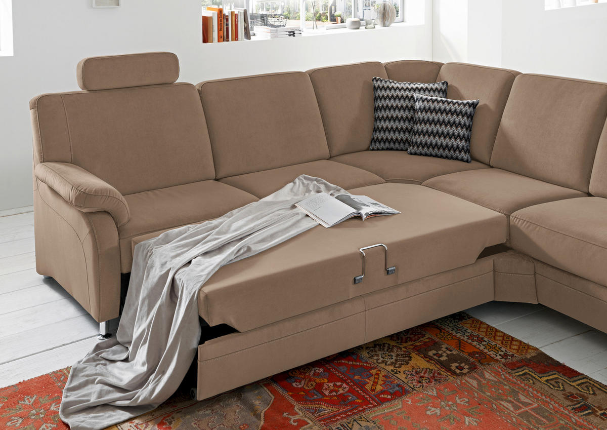 ECKSOFA in Flachgewebe Braun  269/287 cm  - Alufarben/Braun, KONVENTIONELL, Textil/Metall (269/287cm) - Beldomo System