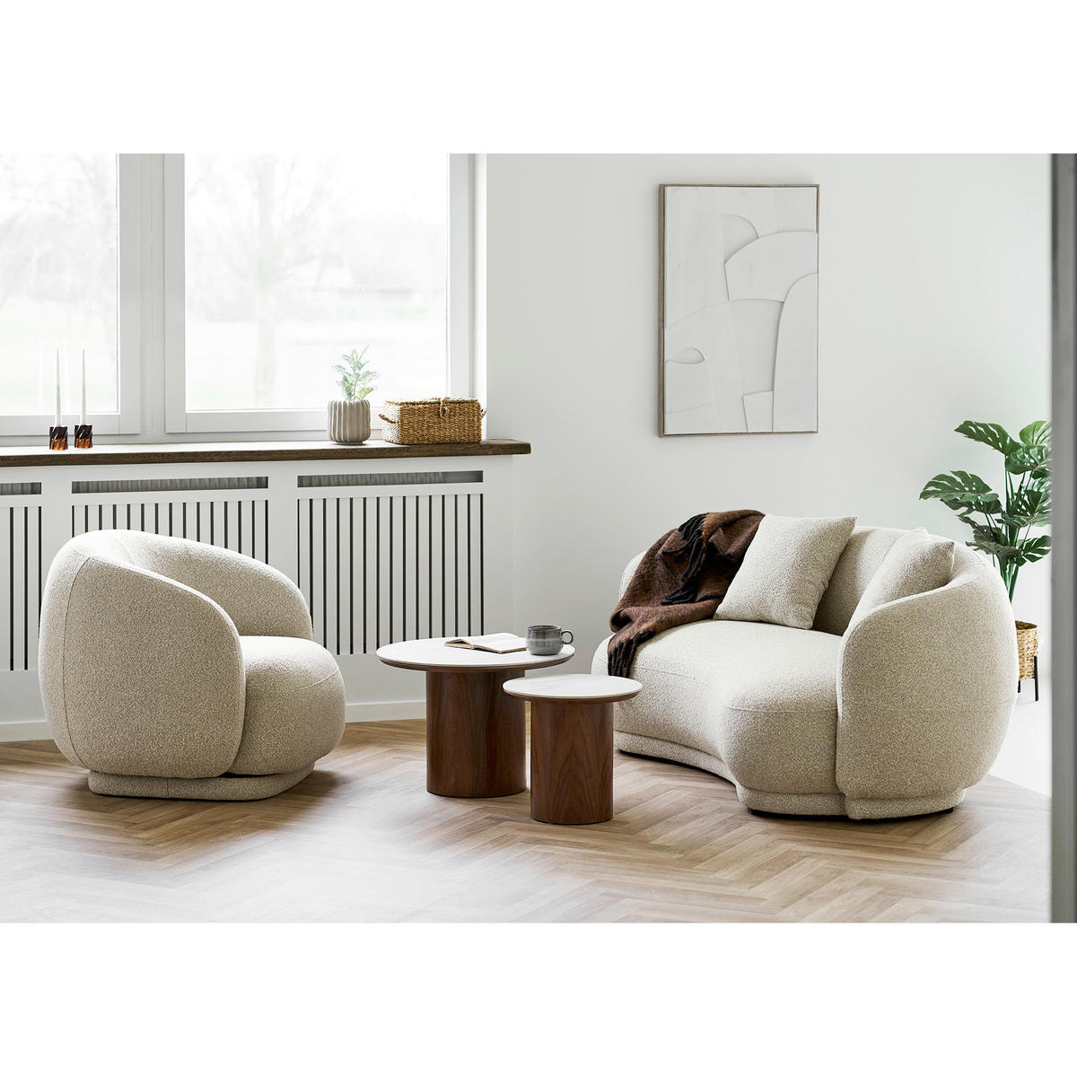 COUCHTISCH Noli Esche furniert 60/60/42 cm rund Eschefarben  - Eschefarben, Design, Holz/Keramik (60/60/42cm) - MID.YOU