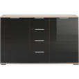 ANRICHTE  in 130/83/41 cm  - Eichefarben/Alufarben, Design, Glas/Holzwerkstoff (130/83/41cm) - Carryhome