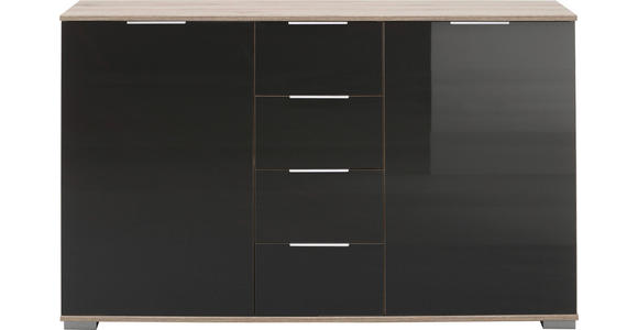 ANRICHTE  in 130/83/41 cm  - Eichefarben/Alufarben, Design, Glas/Holzwerkstoff (130/83/41cm) - Carryhome