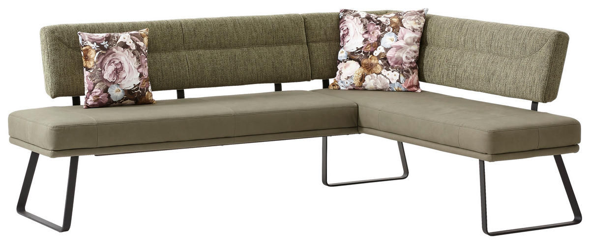 ECKBANK 225/169 cm  in Schwarz, Olivgrün  - Schwarz/Olivgrün, Design, Textil/Metall (225/169cm) - Dieter Knoll